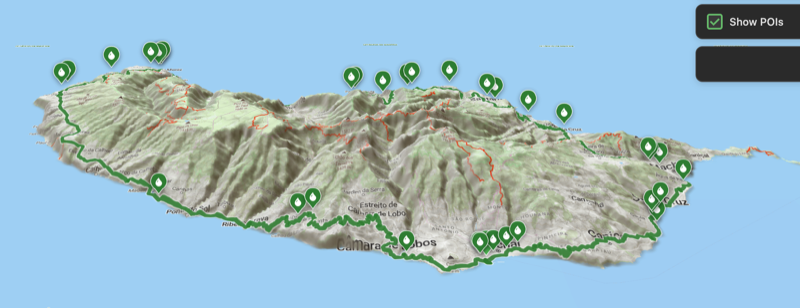 3D terrain view of route