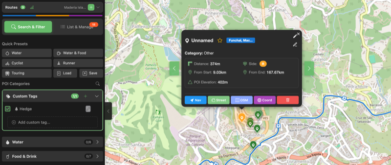 Custom Tags showing user-defined POI categories using OpenStreetMap tags