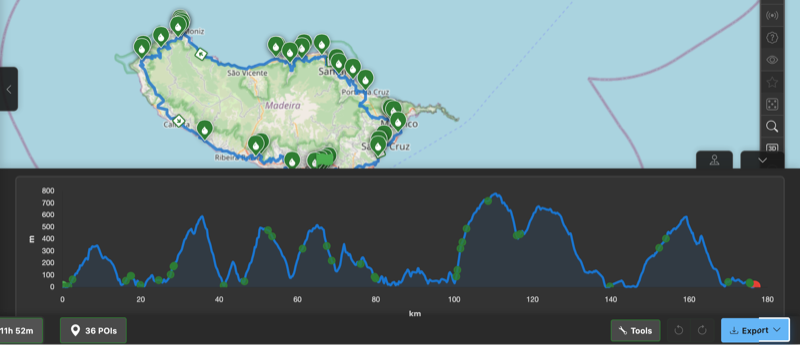 Interactive elevation profile with map