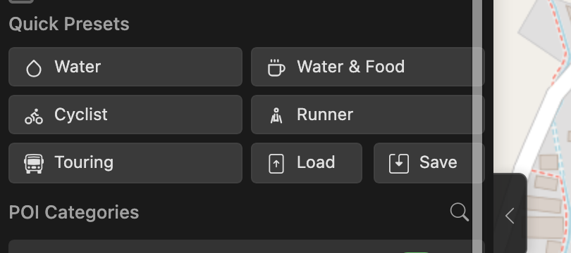 Quick Presets for POI categories