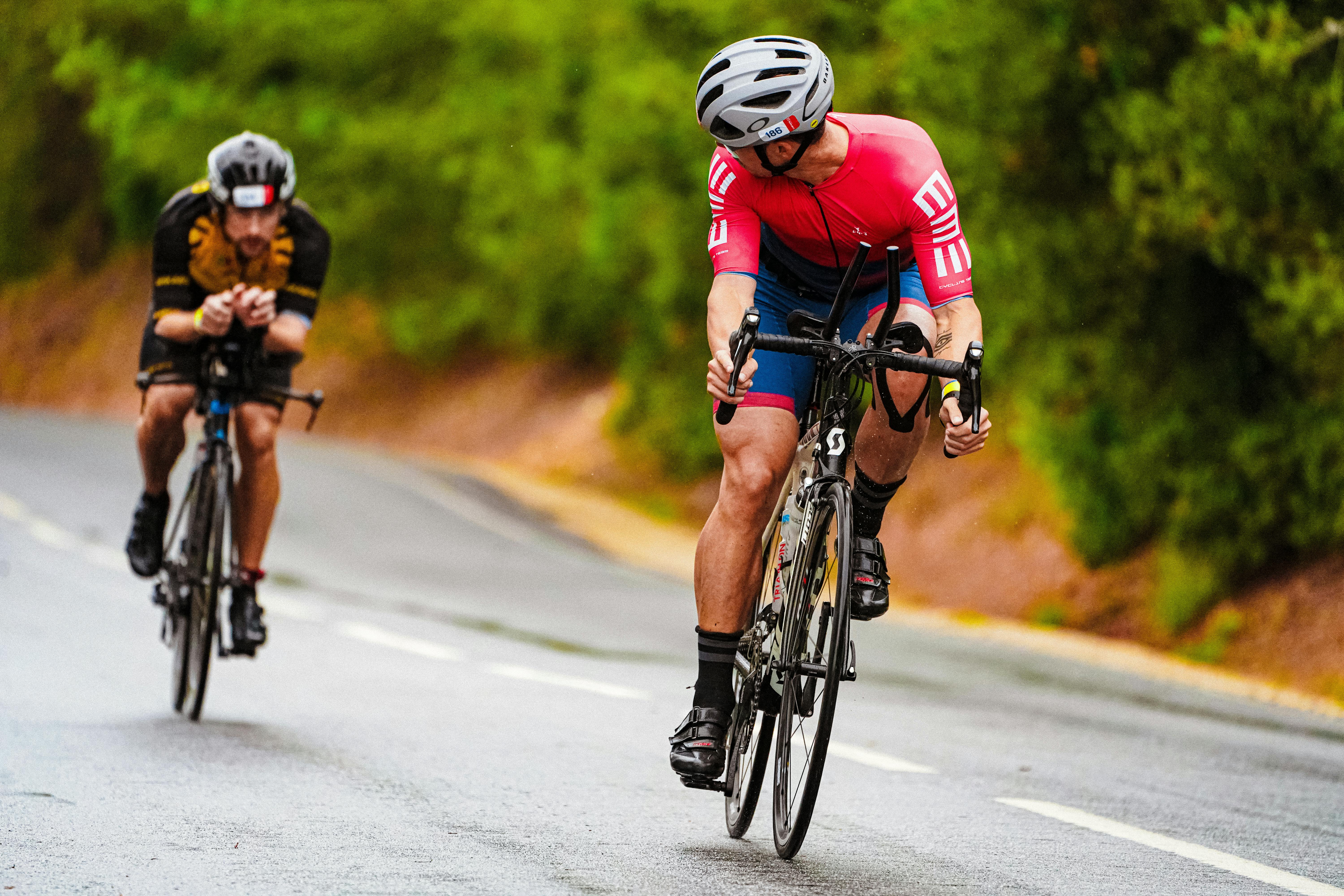 Cyclists on a long-distance road ride