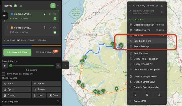 Split Route - Divide Long Routes into Daily Stages
