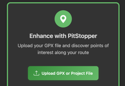 Upload GPX file on PitStopper homepage
