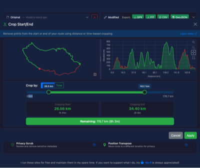 Crop tool interface