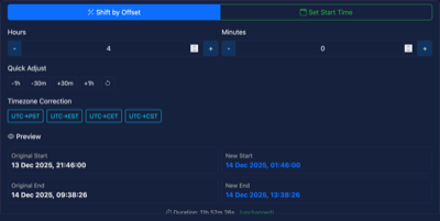 Time Shift controls