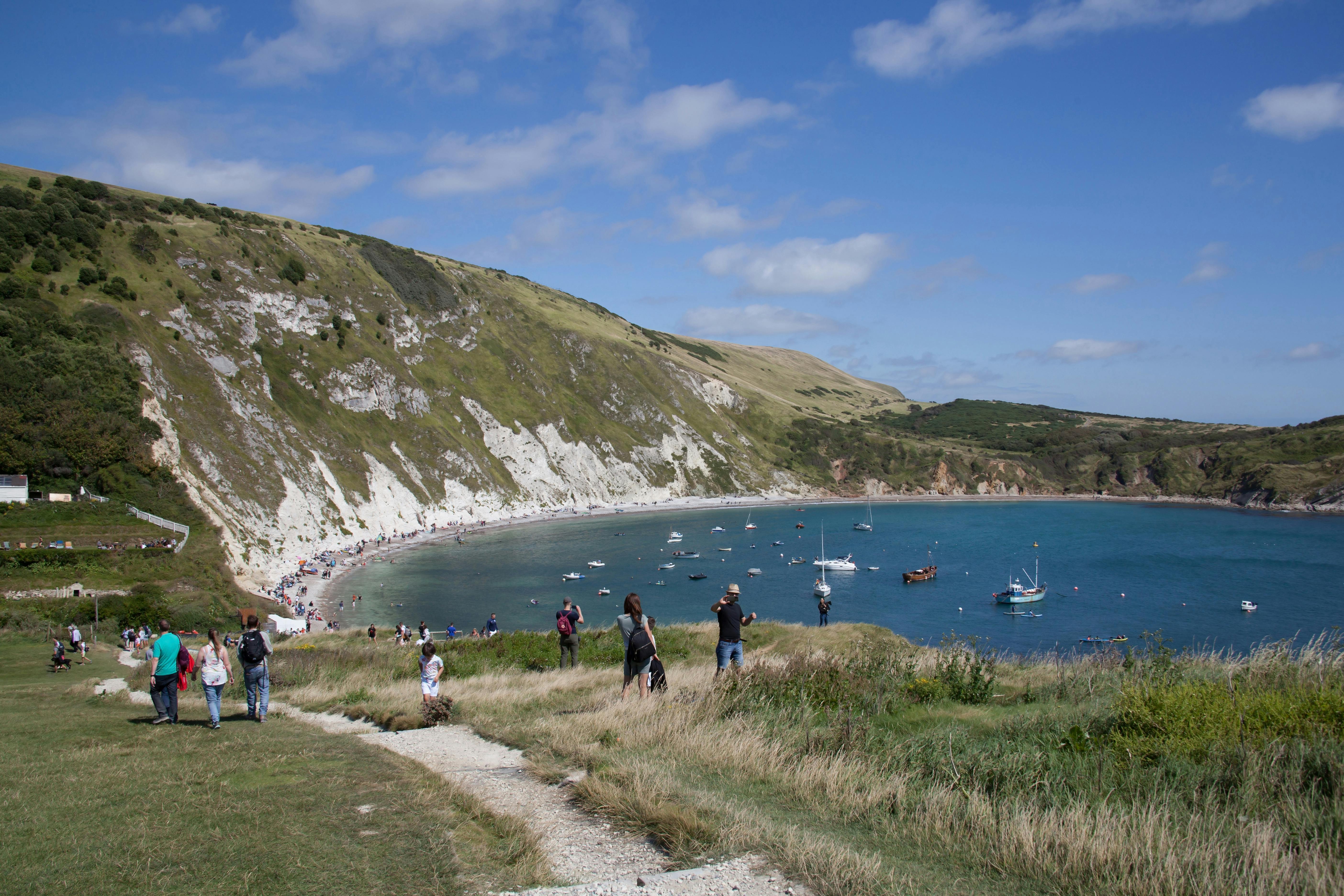 The coastal path above Lulworth Cove, Dorset - part of the England Coast Path Lulworth Cove coastal path, Dorset