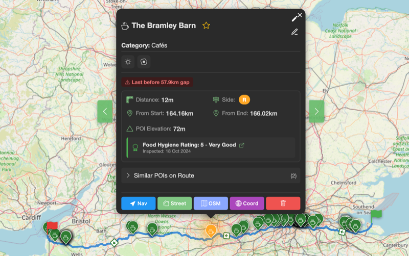 POI popup showing detailed information